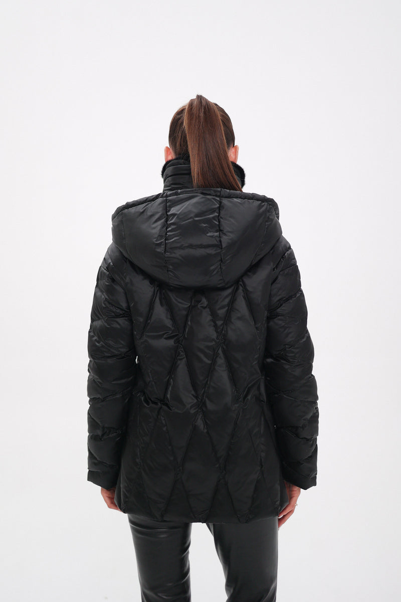 Genuine Mink Fur Trim Down Coat