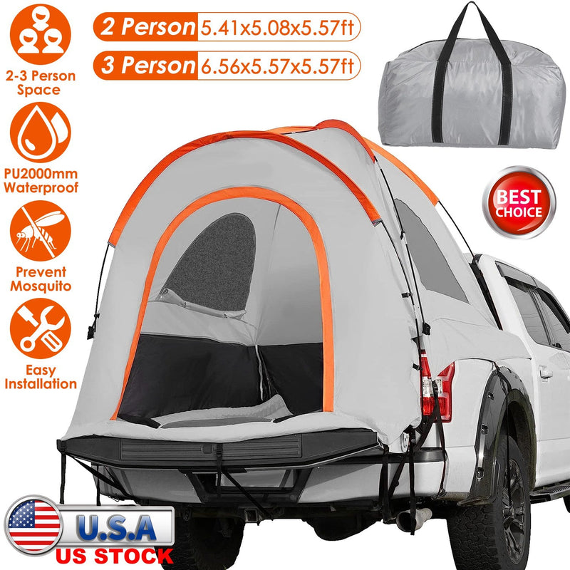 Truck Bed Tent Waterproof Windproof Pickup Truck Tent with Carry Bag 5.41-6.56FT Bed Rainfly PU2000mm Waterproof for Camping Travel