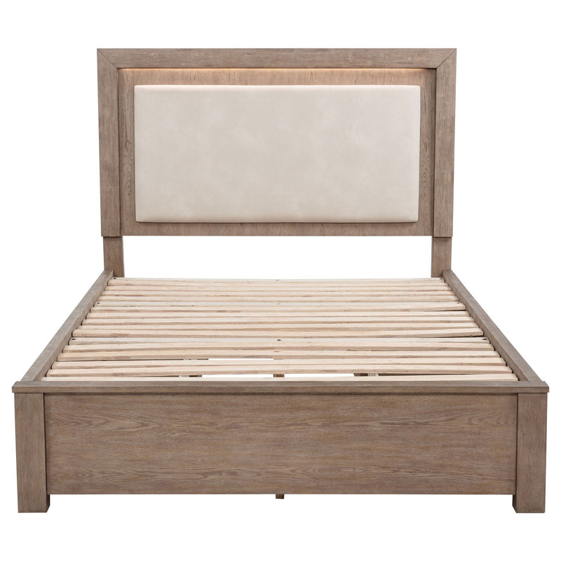 Kenora 56-inch Queen LED Storage Bed Barley Brown