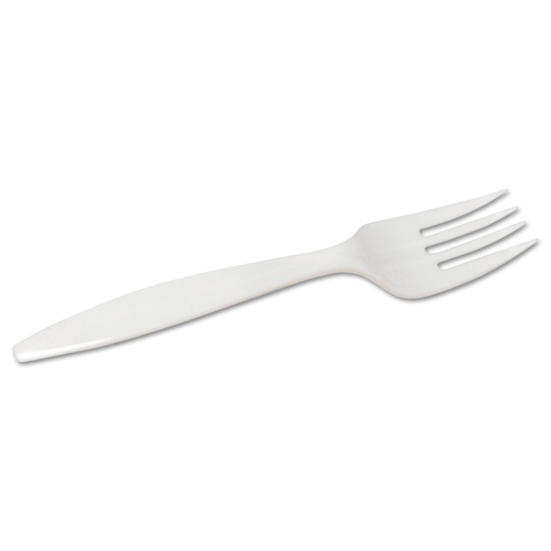 Dixie Mediumweight Polypropylene Cutlery, Fork, White, 1,000/Carton