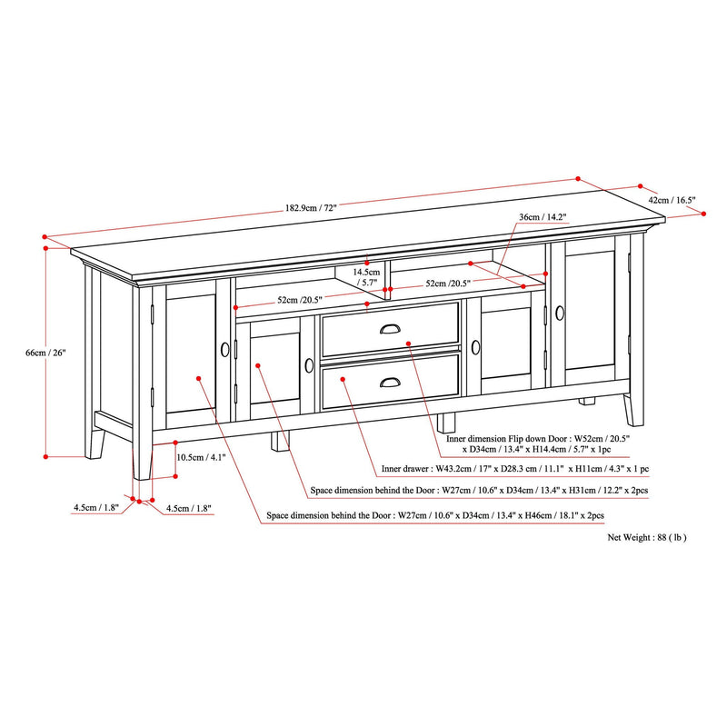Redmond - TV Media Stand - Hickory Brown