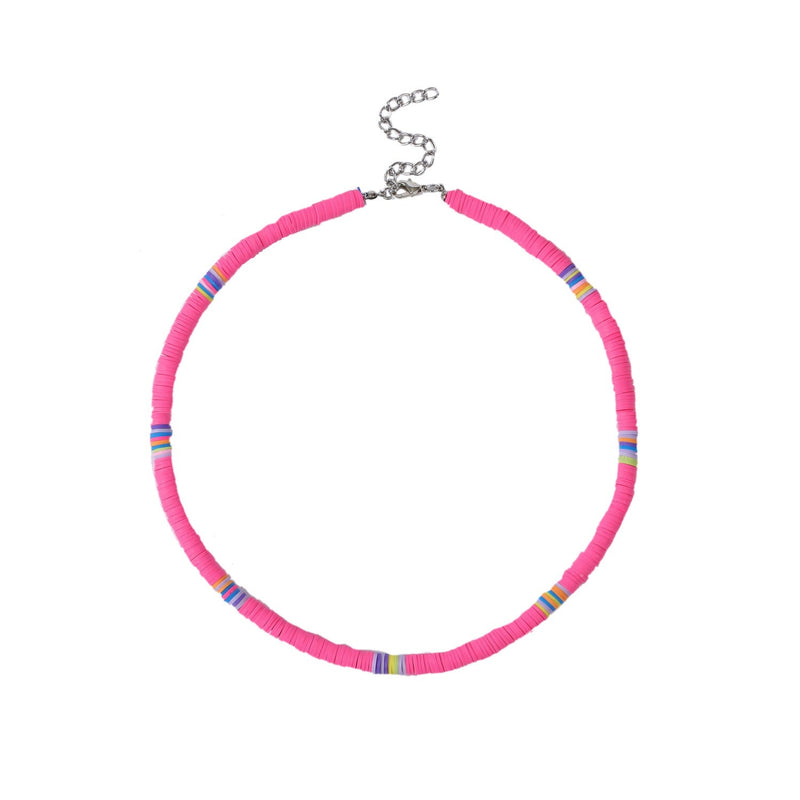 Bohemian Colorful Polymer Clay Disc Beads Necklace