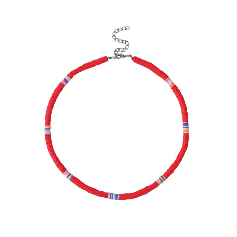 Bohemian Colorful Polymer Clay Disc Beads Necklace