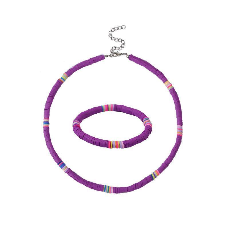 Bohemian Colorful Polymer Clay Disc Beads Necklace