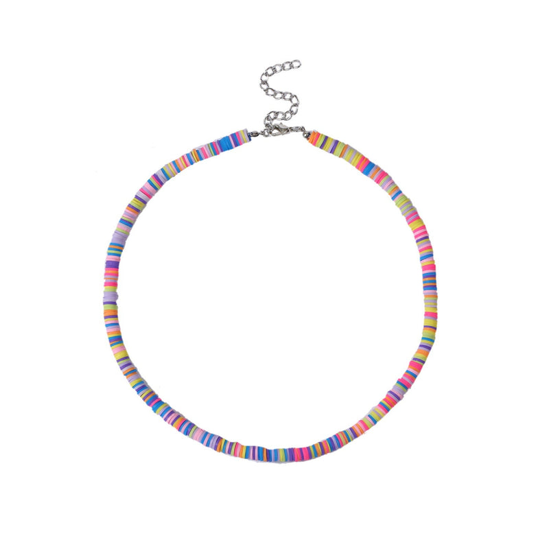 Bohemian Colorful Polymer Clay Disc Beads Necklace