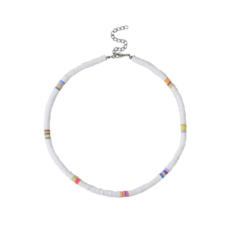 Bohemian Colorful Polymer Clay Disc Beads Necklace