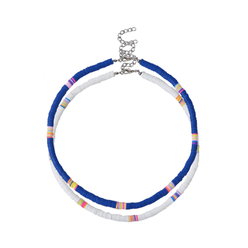 Bohemian Colorful Polymer Clay Disc Beads Necklace