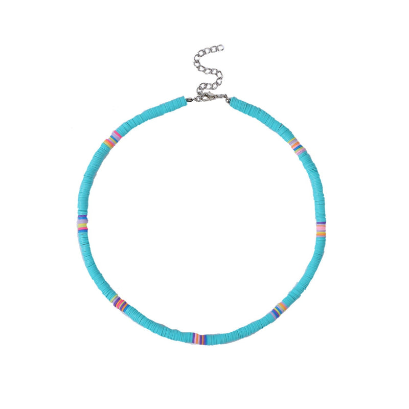 Bohemian Colorful Polymer Clay Disc Beads Necklace