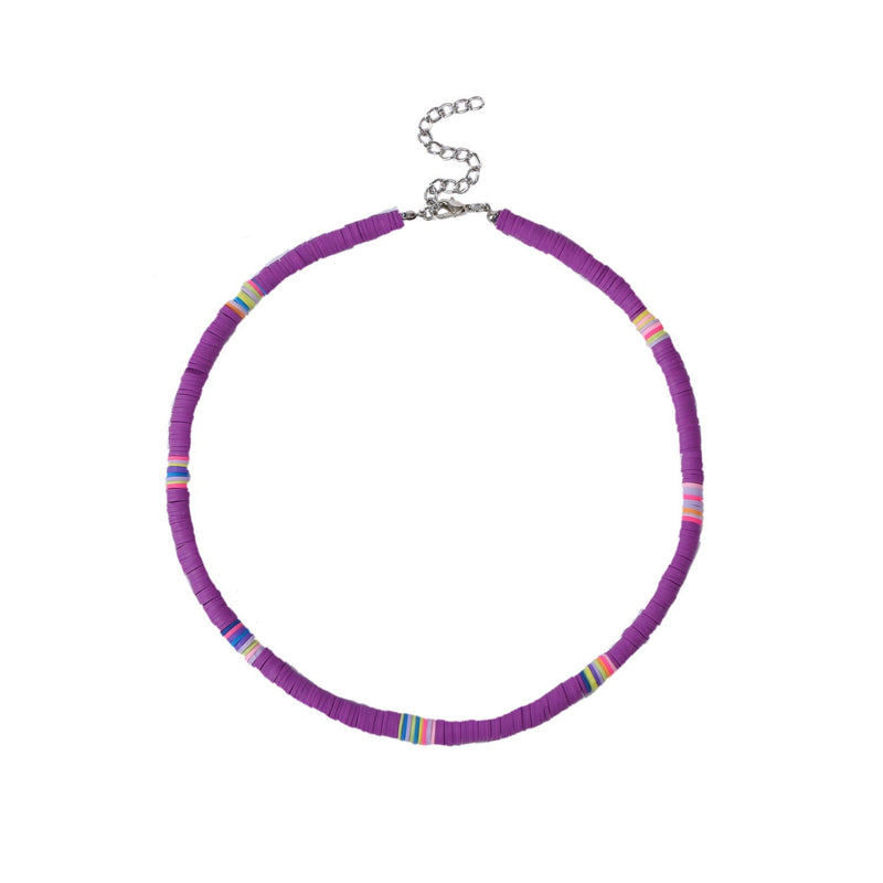 Bohemian Colorful Polymer Clay Disc Beads Necklace