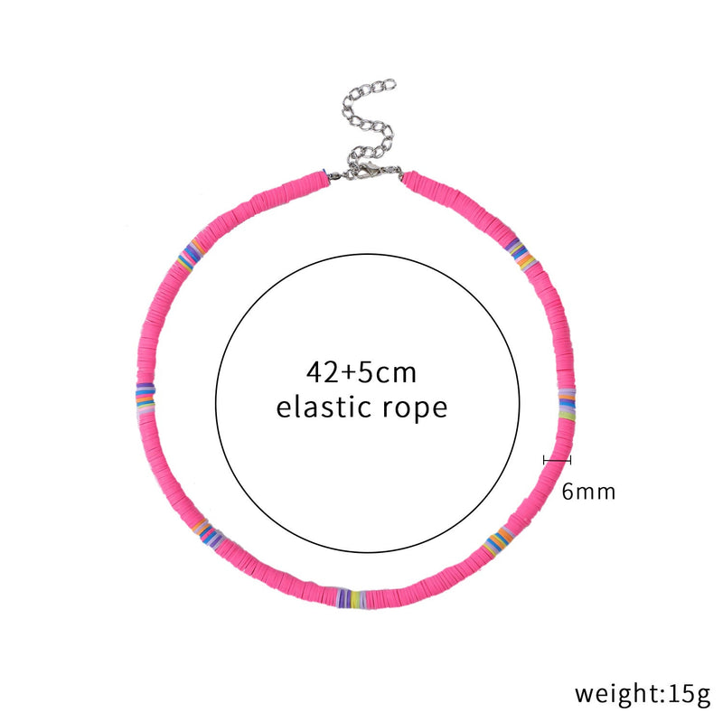 Bohemian Colorful Polymer Clay Disc Beads Necklace