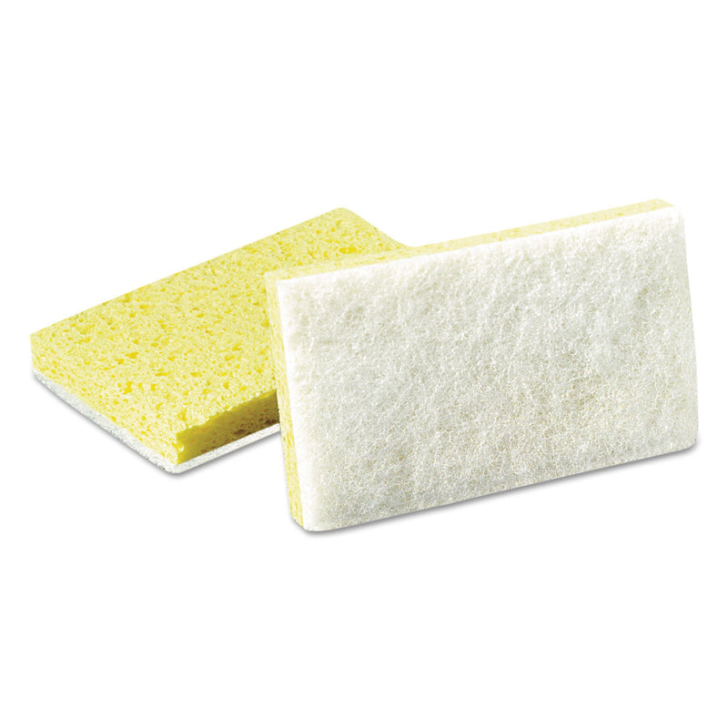 Scotch-Brite Light-Duty Scrubbing Sponge, #63, 3.6 x 6.1, 0.7" Thick, Yellow/White, 20/Carton