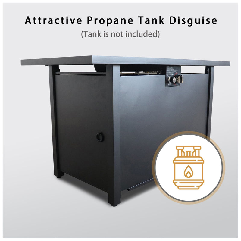 Outdoor Fire Pit Table With Lid High-Quality Materials - Black
