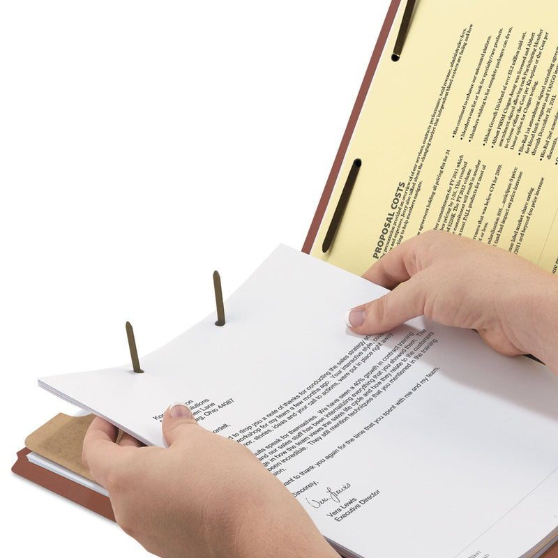 Smead 100% Recycled Pressboard Classification Folders, 1 Divider, Letter Size, Red, 10/Box