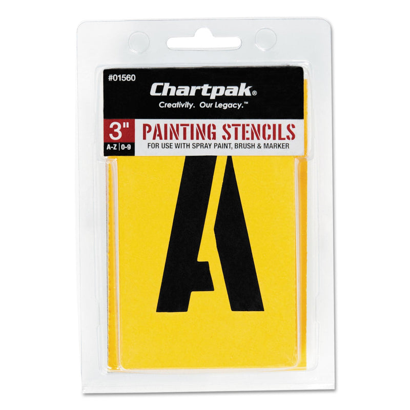 Chartpak Professionial Lettering Stencils, Painting Stencil Set, A-Z Set/0-9, 3", Manila, 35/Set