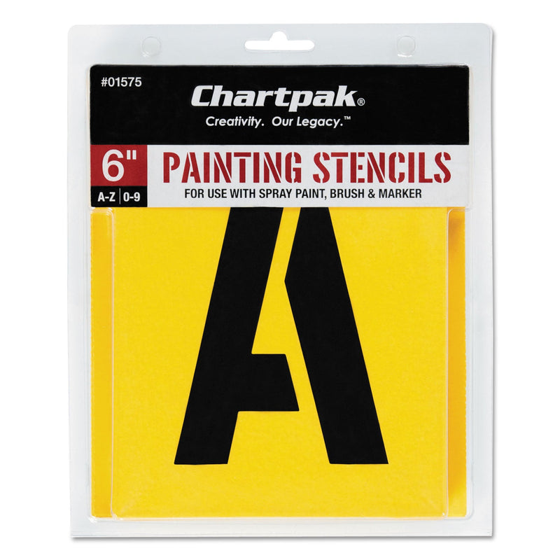 Chartpak Professional Lettering Stencils, Painting Stencil Set, A-Z Set/0-9, 6", Manila, 35/Set