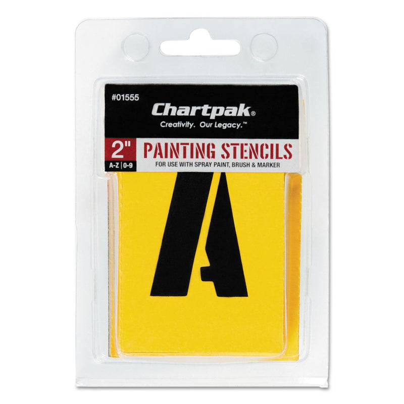 Chartpak Professional Lettering Stencils, Painting Stencil Set, A-Z Set/0-9, 2", Manila, 35/Set