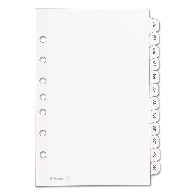 Avery Preprinted Tab Dividers, 12-Tab, Jan. to Dec., 8.5 x 5.5, White, 1 Set