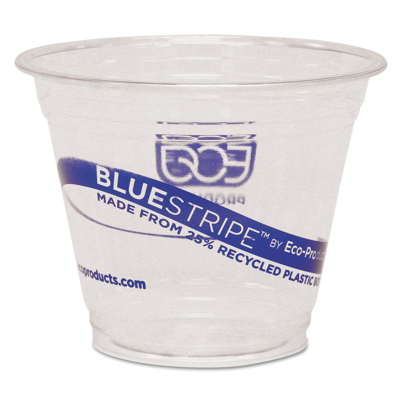 Eco-Products BlueStripe 25% Recycled Content Cold Cups, 9 oz, Clear/Blue, 50/Pack, 20 Packs/Carton