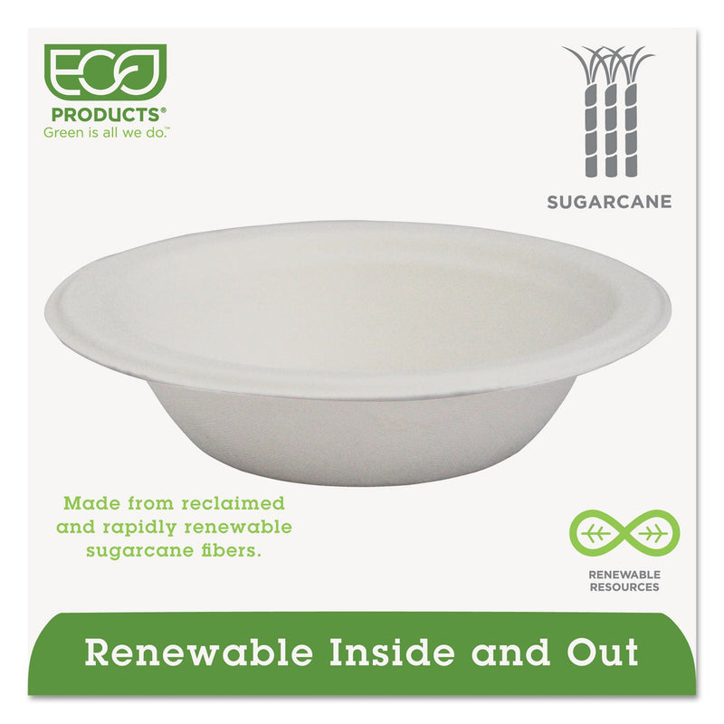 Eco-Products Renewable and Compostable Sugarcane Bowls, 12 oz, Natural White, 50/Pack, 20 Packs/Carton