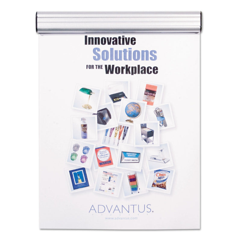 Advantus Grip-A-Strip Display Rail, 9 x 1.5, Aluminum Finish