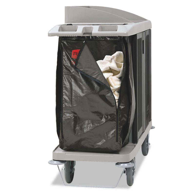 Rubbermaid Zippered Vinyl Cleaning Cart Bag, 25 gal, 17" x 33", Brown