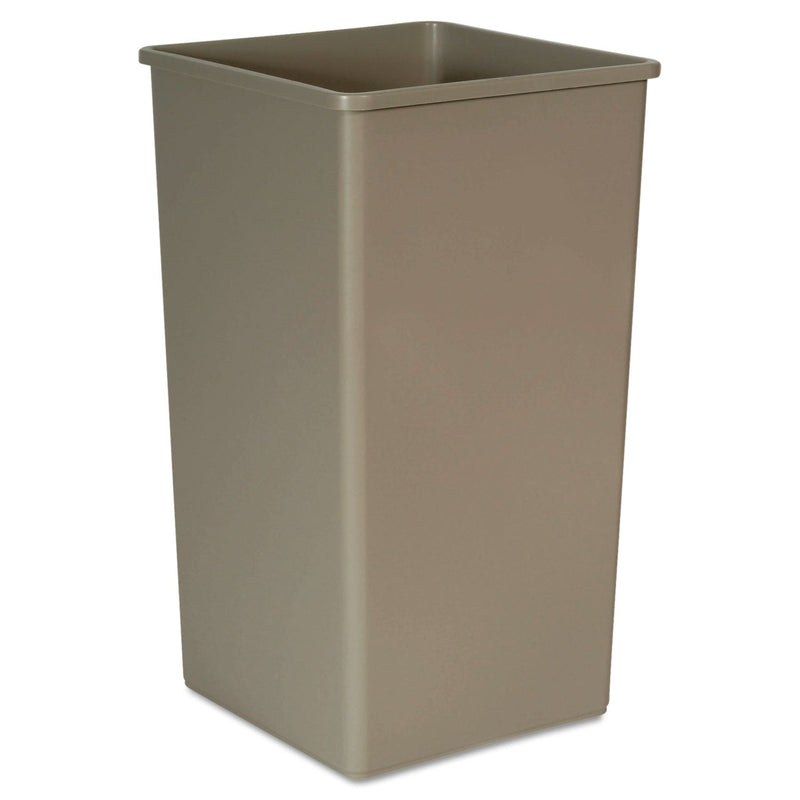 Rubbermaid Untouchable Square Waste Receptacle, Plastic, 50 gal, Beige