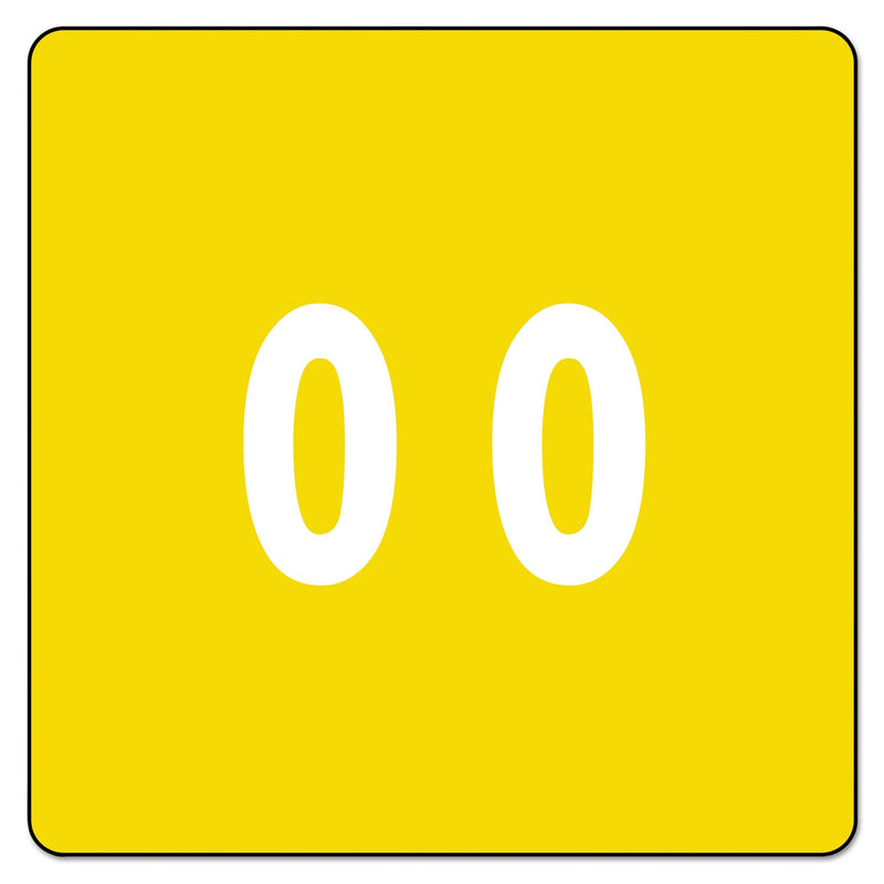 Smead Numerical End Tab File Folder Labels, 0, 1.5 x 1.5, Yellow, 250/Roll