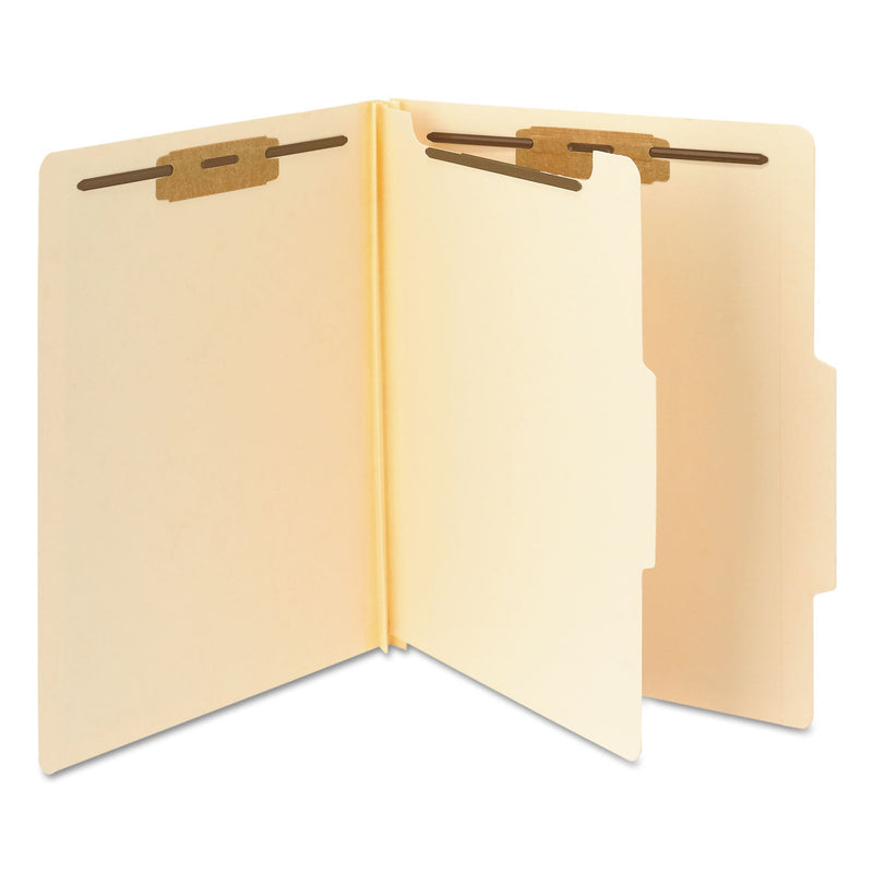 Smead Manila Four- and Six-Section Top Tab Classification Folders, 1 Divider, Letter Size, Manila, 10/Box