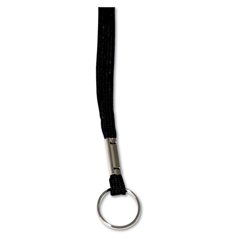 Advantus Deluxe Lanyards, Metal Ring Fastener, 36" Long, Black, 24/Box