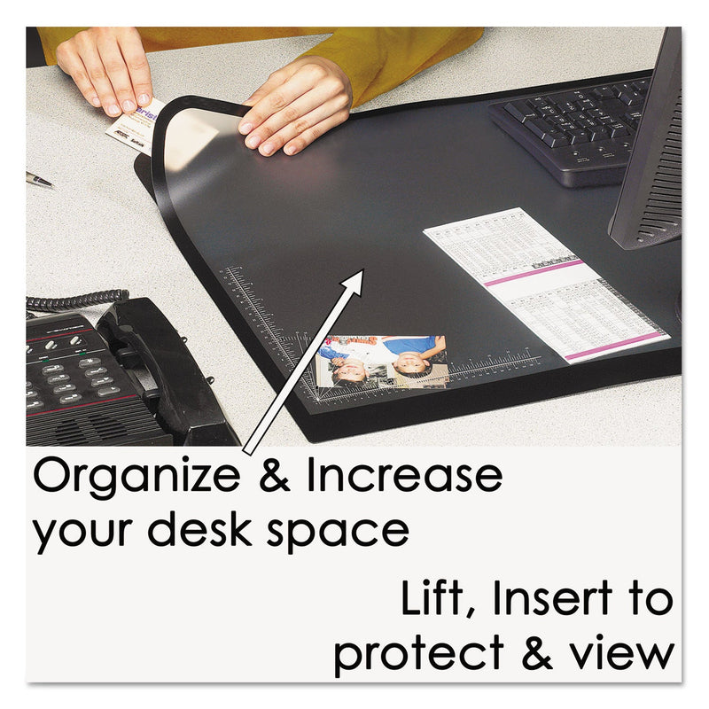 Artistic Lift-Top Pad Desktop Organizer, with Clear Overlay, 22 x 17, Black