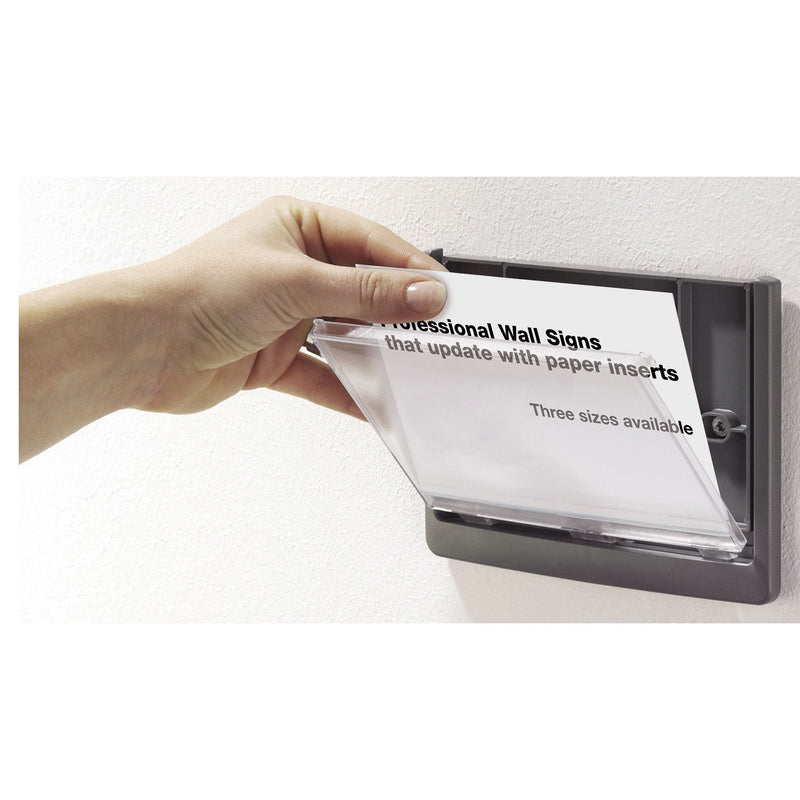 Durable Click Sign Holder For Interior Walls, 6.75 x 0.63 x 5.13, Gray