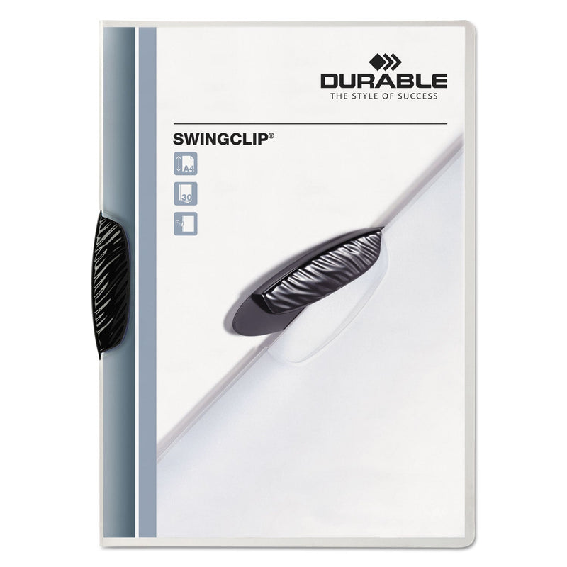Durable Swingclip Clear Report Cover, Swing Clip, 8.5 x 11, Black Clip, 25/Box