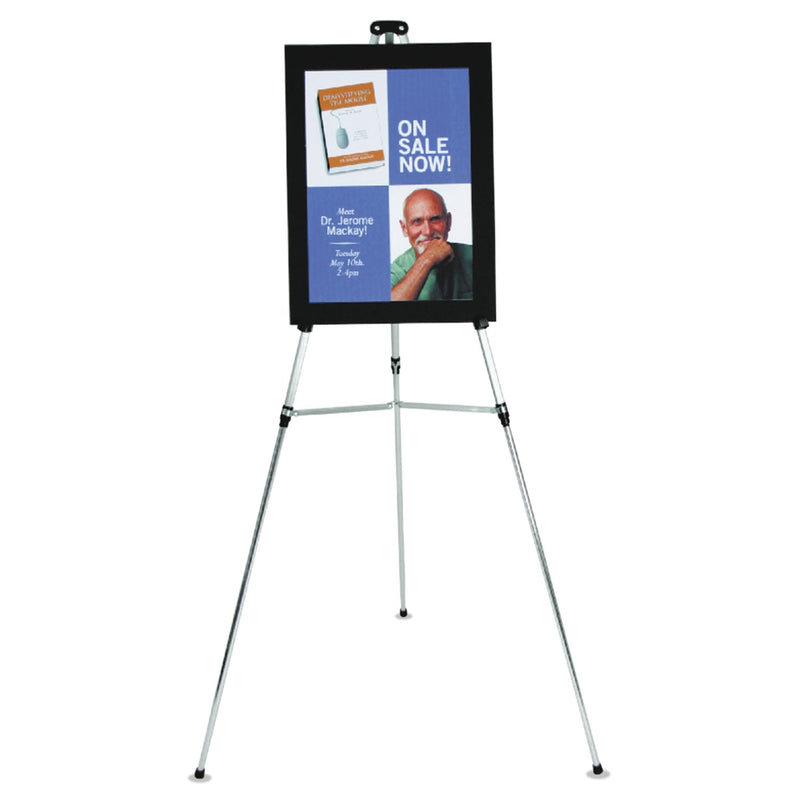 Quartet Lightweight Telescoping Tripod Easel, 38" to 66" High, Aluminum, Silver