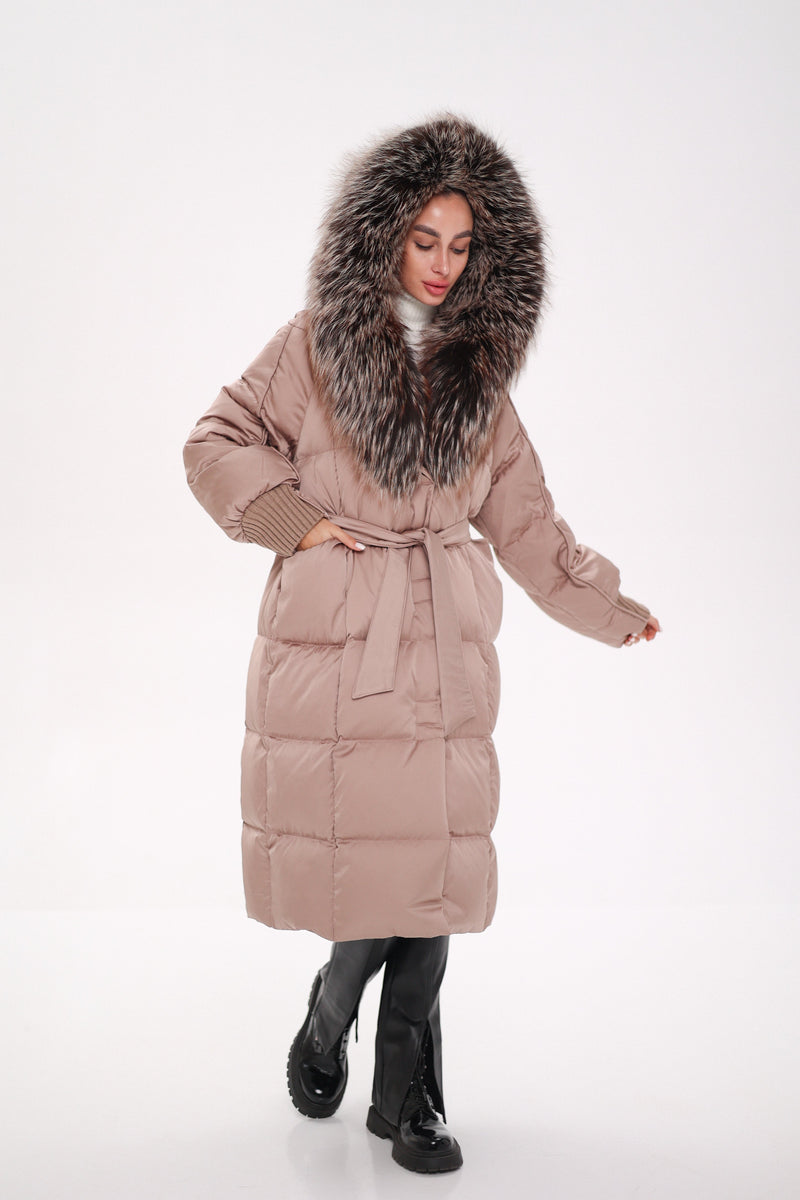 Rei Silver Fox Fully Lined Hood Down Coat in Blush