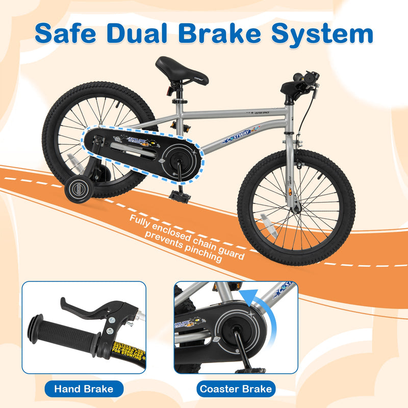 18-Inch Kids Bike Bicycle for Boys Girls 4-8 with High Carbon Steel Frame