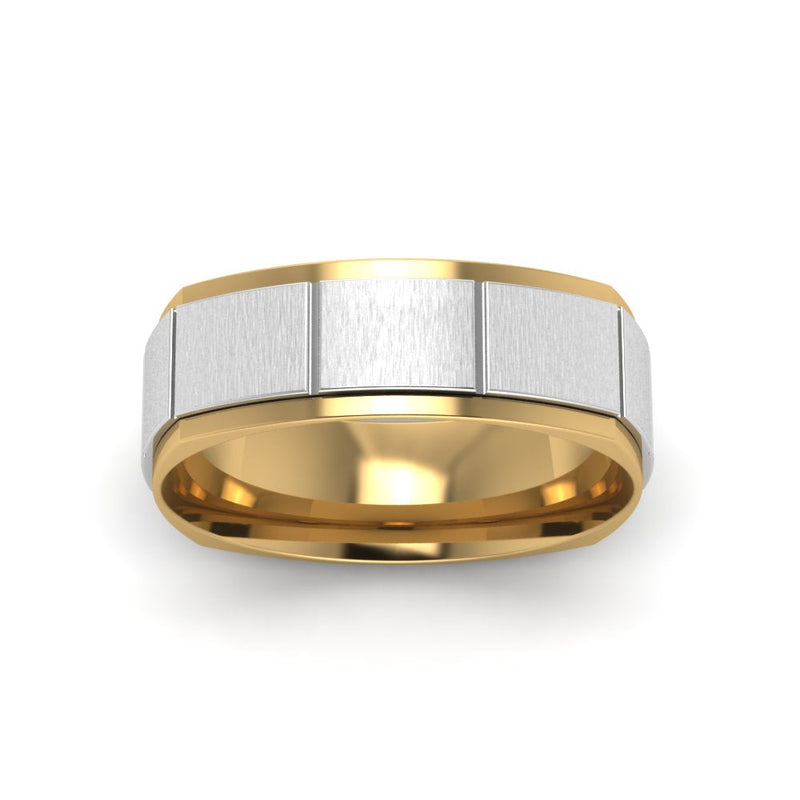 2 Tone Gold Texture Square Band Ring
