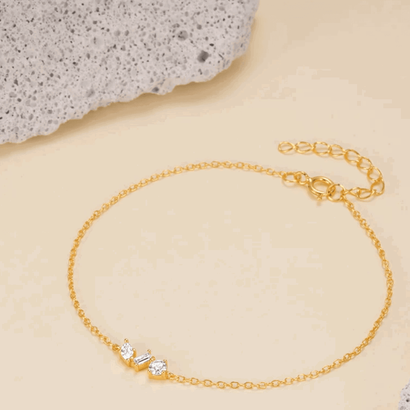 Silvana Chain Link Bracelet with Round, Pear, and Emerald Cut Cubic Zirconia Stones