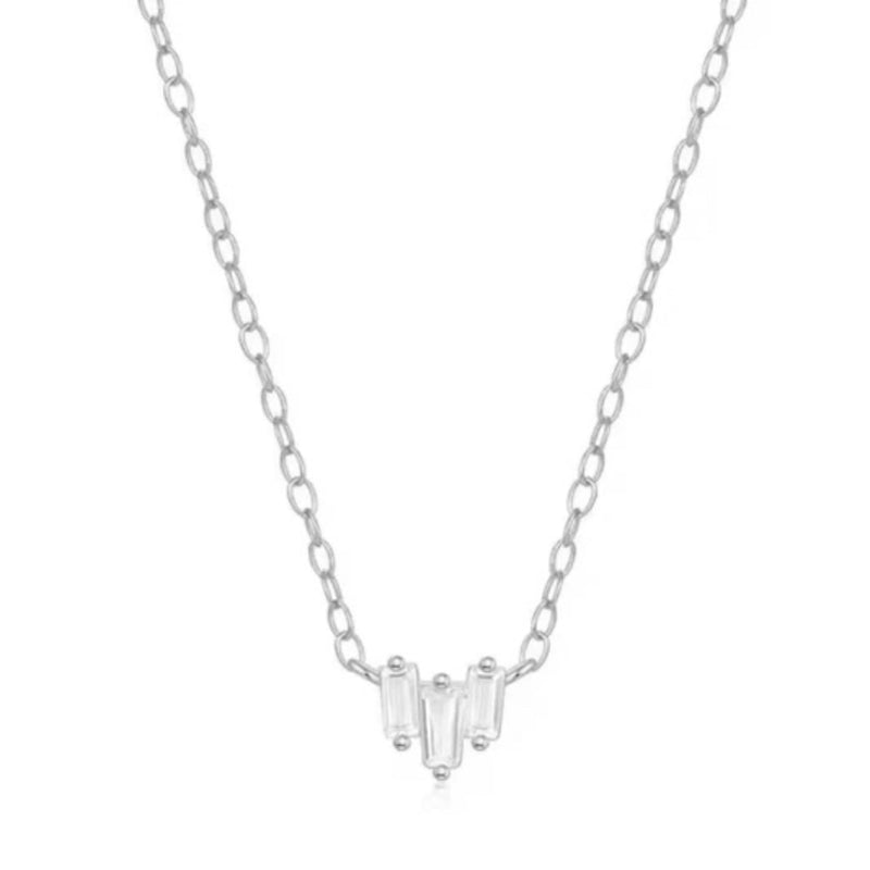 Starling Dainty Necklace with Three Emerald Cut Cubic Zirconia Stones