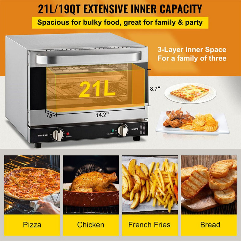 Heavy-Duty Commercial Stainless Steel Countertop Convection Toaster Oven (SAK51683)