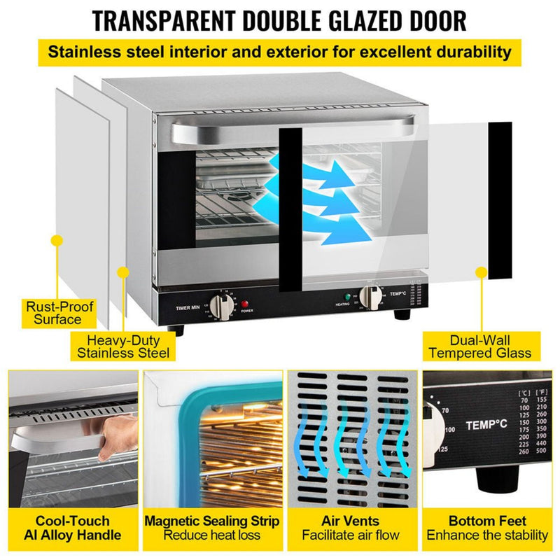 Heavy-Duty Commercial Stainless Steel Countertop Convection Toaster Oven (SAK51683)