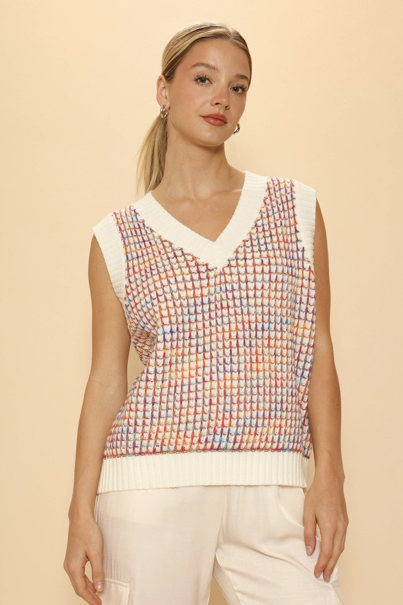Multicolor knit vest