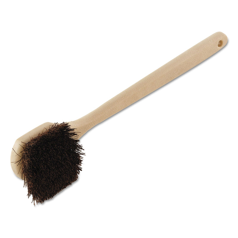 Boardwalk Utility Brush, Brown Palmyra Fiber Bristles, 5.5" Brush, 14.5" Tan Plastic Handle