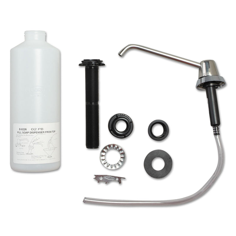 Bobrick Counter-Mounted Soap Dispenser, 34 oz,  3 x 4 x 6, Stainless Steel