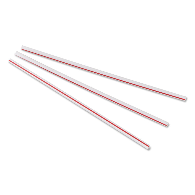Dixie Unwrapped Hollow Stir-Straws, 5.5", Plastic, White/Red, 1,000/Box, 10 Boxes/Carton