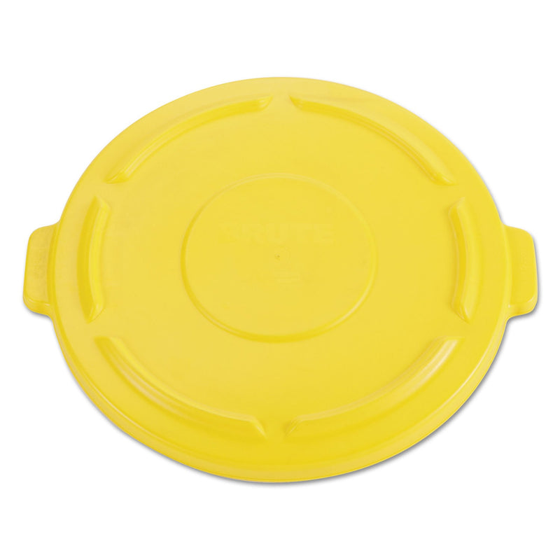 Rubbermaid Vented Round BRUTE Flat Top Lid for 44 gal Containers, 24.5" Diameter x 1.5h, Yellow