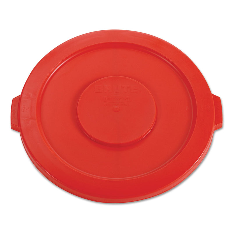 Rubbermaid Round Flat Top Lid, for 32 gal Round BRUTE Containers, 22.25" Diameter, Red