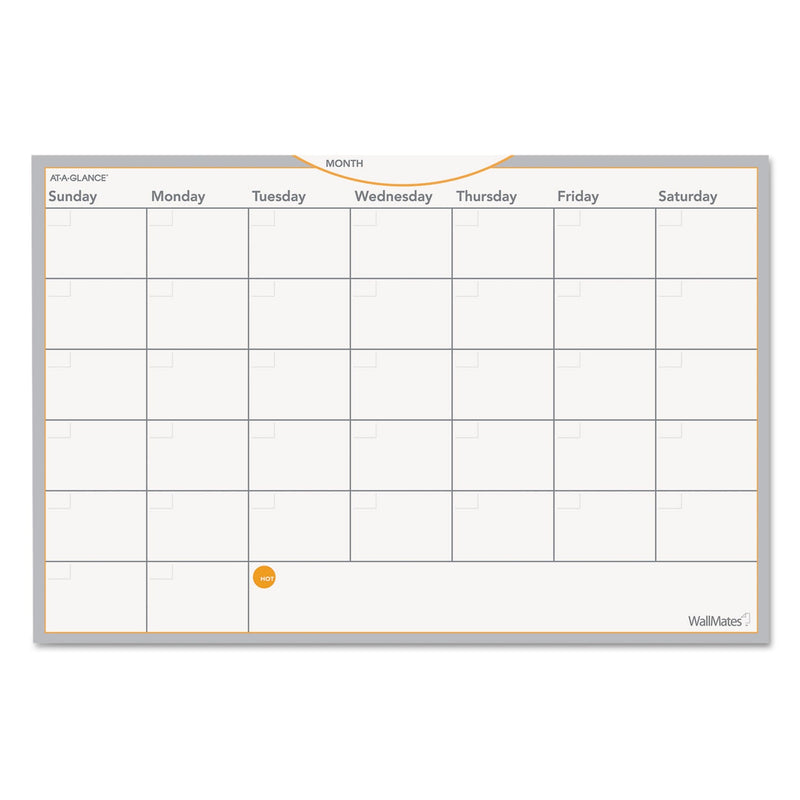 AT-A-GLANCE WallMates Self-Adhesive Dry Erase Monthly Planning Surfaces, 18 x 12, White/Gray/Orange Sheets, Undated