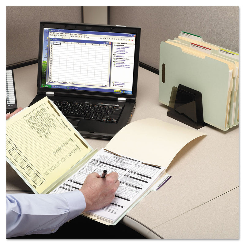 Smead 100% Recycled Pressboard Fastener Folders, Legal Size, 1" Expansion, Gray-Green, 25/Box