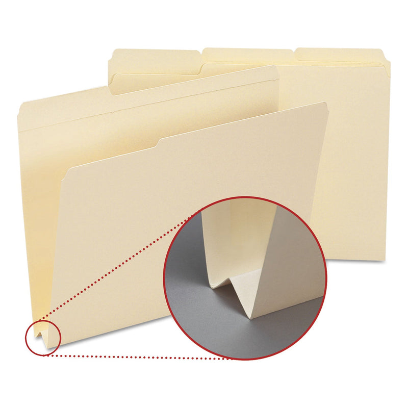 Smead Expandable Heavyweight File Folders, 1/3-Cut Tabs: Assorted, Letter Size, 1.5" Expansion, Manila, 50/Box