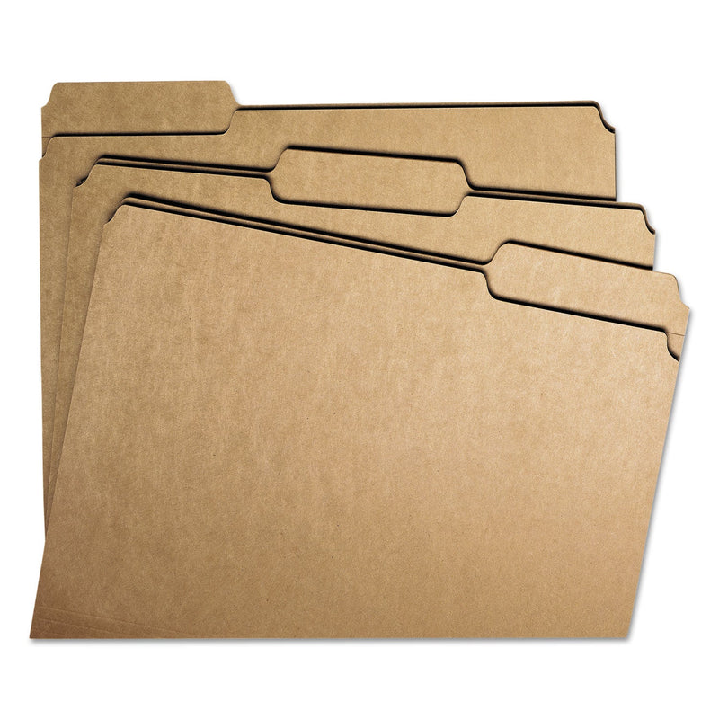 Smead Heavyweight Kraft File Folder, 1/3-Cut Tabs: Assorted, Letter Size, 0.75" Expansion, 11-pt Kraft, Brown, 100/Box